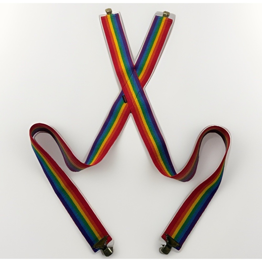 VTG 70s 80s Honcho Rainbow Suspenders Mork &‎ Mindy Colorful Kidcore Groovecore